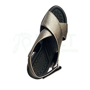 Sandália em couro Usaflex - Dourado com Preto