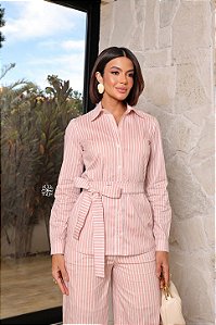 CAMISA LUNA LISTRA ROSA