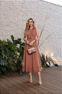 VESTIDO VERÔNICA MARROM MOCHA MOUSSE