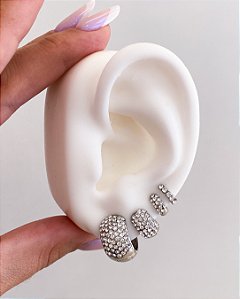 Argolinha Strass Prata