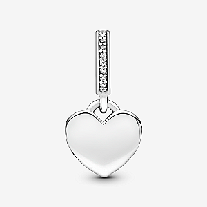 Charm Prata Pendente Placa De Coração Gravável