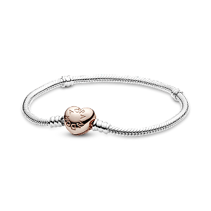 Bracelete Pandora Pulseira Prata E Fecho Coracao Rose