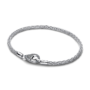 Bracelete De Prata Elos Torcidos E Fecho Em Pave