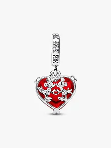 Charm Disney Beijo Mickey e Minnie e Coração Vermelho