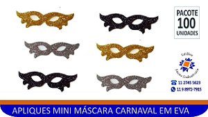 100 Aplique Mini Máscara de Carnaval