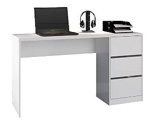 Mesa de Escritório 3 Gavetas Branco Fosco - ATUALLE MÓVEIS