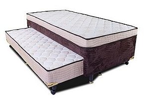 Cama Box Com Auxiliar Solteiro Espuma - Marrom-Bege