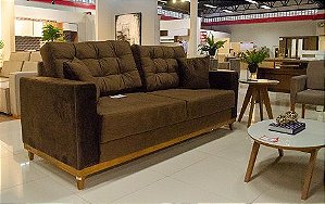 SOFA 3 LUGARES PLAZA VELLUT CAFÉ + ALMOFADA