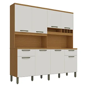 Kit Cozinha 8 Portas 2 Gavetas Cabernet Prime 100% MDF Amêndoa/ Off White - RONIPA