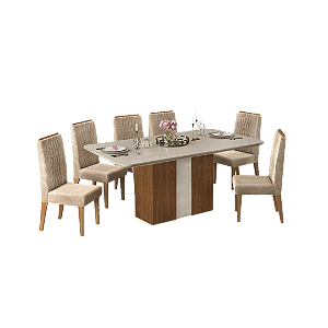 Conjunto de  mesa com 6 cadeiras clara