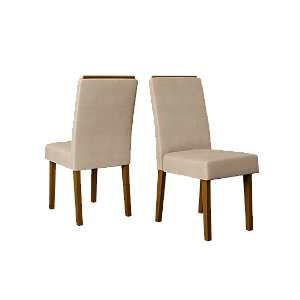 Conjunto 2 cadeiras de madeira Luna com tecido sued