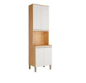 Paneleiro 4 Portas Nicho para Micro Napoli Prime  100% MDF Amêndoa/  Off White - RIO DOCE