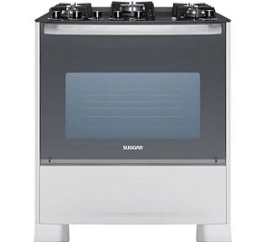 Fogão 5 Bocas Master Grill FGVMTG512 Mesa de Vidro Branco - SUGGAR
