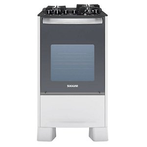 Fogão 4 Bocas Master Grill FGVMTG412 Mesa de Vidro  Branco - ESMALTEC