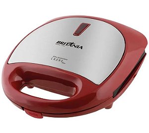 Sanduicheira e Grill  CROME INOX  750W Vermelha - BRITANIA
