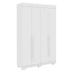 Roupeiro 4 Portas 2 Gavetas c/ Pés Agata Branco - ACP MÓVEIS