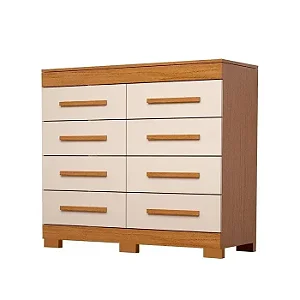 Cômoda 8 Gavetas Nalu MDF Cinamomo/ Off White - ACP MÓVES