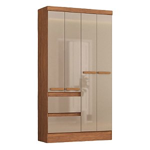 Roupeiro 4 Portas 2 Gavetas Maragogi 3044R-490 Acácia Madeirado Feflecta Brilho - ATUALLE MÓVEIS