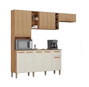 Cozinha Completa 10 Portas 1 Gaveta Ravena 4640R-515 Canelato 3D Natura Off White - ATUALLE MÓVEIS