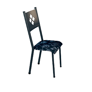 Conjunto 2 Cadeiras Tubular Fortaleza Preto Craqueado linho Cinza - INCOMEL