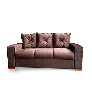 Sofá 3 Lugares Villa Velluti Café - CONCEITO ESTOFADOS