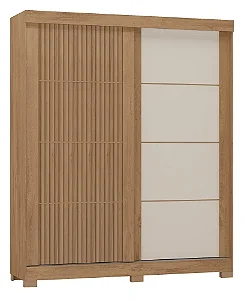Roupeiro 2 Portas 2 Gavetas Montana 298R-515 Canelato Rustico/ +3D Canelato Natural Off White - ATUALLE MÓVEIS L