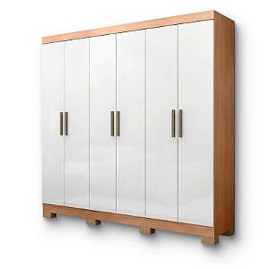 Roupeiro 6 Portas 2 Gavetas Paris 3101-56 100% MDF Capuccino/ Banco - MAXEL