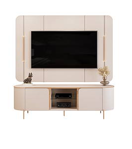 Bancada c/ Painel e LED Adele 100% MDF Off White - DJ MOVEIS