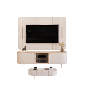 Bancada c/ Painel e LED Adele 100% MDF Off White - DJ MOVEIS