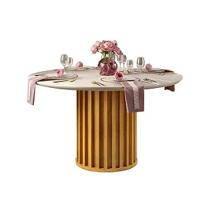 Mesa 4 Lugares Viena 136 Vidro Cedro Off White - DJ MÔVEIS