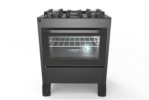 Fogão 5 Bocas Horus Glass Top Control Mesa de Vidro Black - BRASLAR