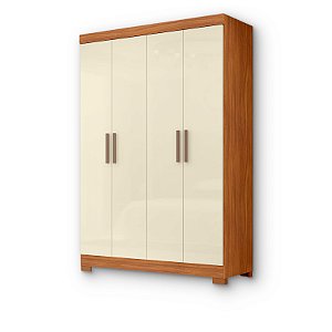 Roupeiro 4 Portas 2 Gavetas Paris 100% MDF 3004-77 Cinamomo/ Off White - MAXEL