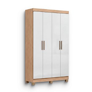 Roupeiro 4 Portas 2 Gavetas Paris 100% MDF 3004-77 Capuccino Branco - MAXEL