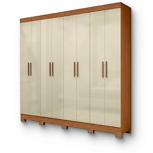 Roupeiro 8 Portas 4 Gavetas Paris 100% MDF 5513-77 Cinamomo/ Off White - MAXEL