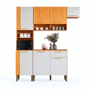 Cozinha Completa 7 Portas 1 Gaveta Grenache 100% MDF Canela/ Off White - RIO DOCE