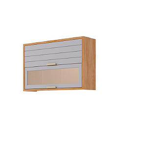Armário Aéreo Duplo 2 Portas Reflecta Eloisa 100% MDF Cinamomo/ Platina - MGM MOVEIS