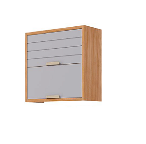 Armário Aéreo Duplo 2 Portas Eloisa 100% MDF Cinamomo/ Platina - MGM MOVEIS