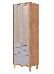 Paneleiro Cristaleira Reflecta 3 Portas 1 Gaveta Eloise 100% MDF Cinamomo/ Platina - MGM MOVEIS