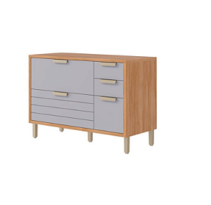Balcão 1 Portas 4 Gavetas Eloisa 100% MDF Cinamomo/ Platina - MGM MOVEIS