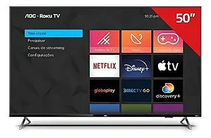 Smart TV 50 LED 4K 50U6125/78G ROKU 3HDMI 1USB - AOC