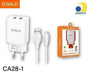 CARREGADOR DE CELULAR A'GOLD V8 COM 2 USB MOD. CA28-1