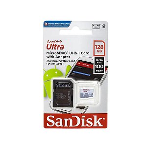 CARTÃO DE MEMORIA SANDISK DE 128GB CLASSE 10