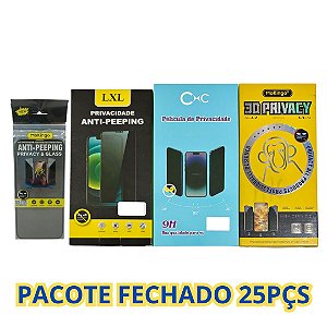 PACOTE DE PELÍCULA DE VIDRO 3D IPHONE 15 PRO MAX (ULTRA) PRIVATIVA 25UN