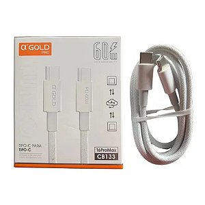 CABO MALHA A'GOLD USB-C PARA TIPO C 1M 60W CB133