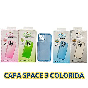 CAPA TRANSPARENTE SPACE 3 COLORIDO IPHONE 13