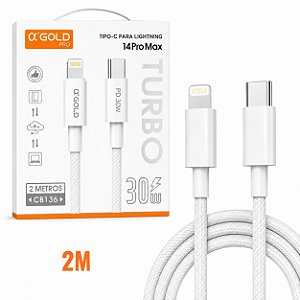 CABO MALHA A'GOLD USB-C PARA IPHONE 2M 30W CB136