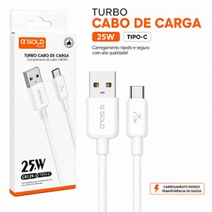 CABO DE CELULAR A'GOLD 25W TIPO C 1M CB129-3