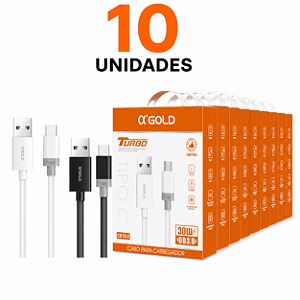 KIT 10 CABO DE CELULAR A'GOLD 4.0A TIPO C 1M