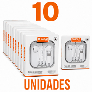 KIT 10 FONE DE OUVIDO A'GOLD IPHONE COM ENTRADA TIPO C FN-A75