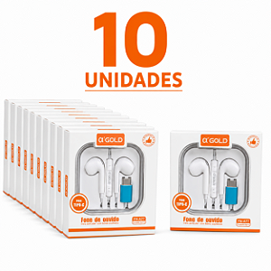 KIT 10 FONE DE OUVIDO A'GOLD TIPO C FN-A77